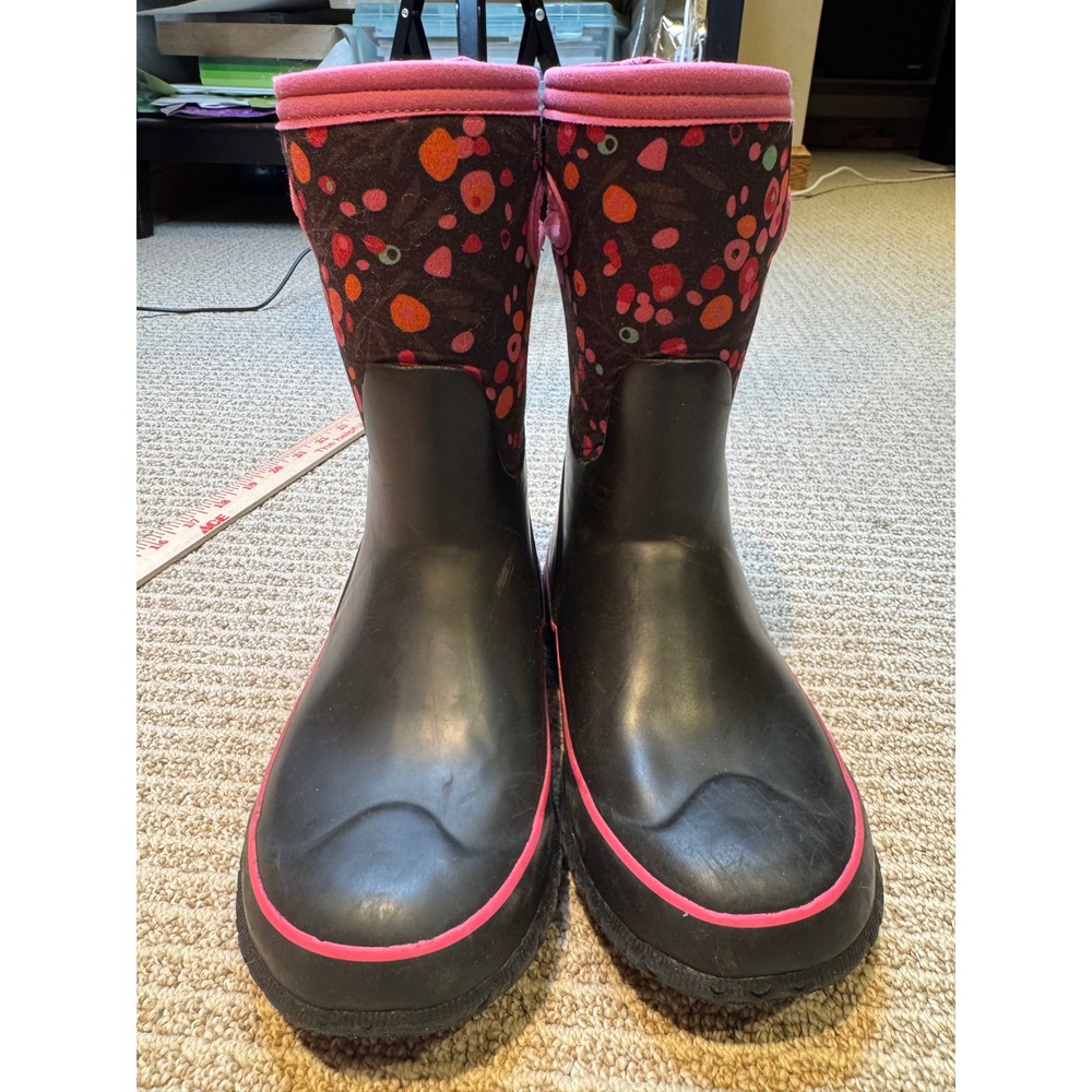 Bogs Kids Grasp Cattail Waterproof‎ Insulated Winter Boots Black Pink Youth 3